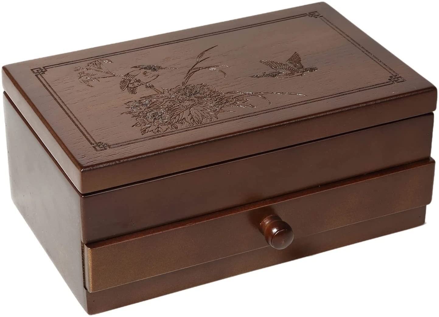 TIANQIHAO Wooden Jewelry Collection Storage Box With Drawer For Bracelets Earring Jewelry Box