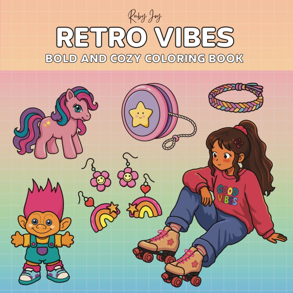 Retro Vibes: Bold and Cozy Coloring Book