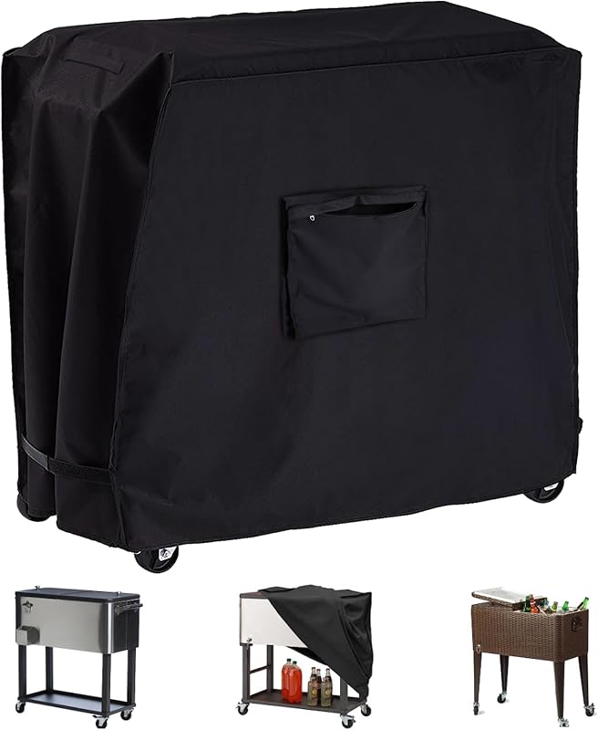Cooler Cart Cover for 80-100 Qt Patio Rolling Ice Cart,36"Lx19.5"Wx31.5"H | Waterproof Patio Cooler Cover, UV-Resistant Outdoor Bar Cart Covers , 600D Oxford Fabric