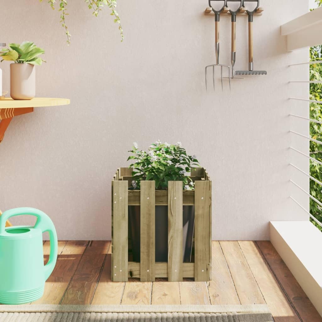Fioriera a doghe in legno di pino impregnato in autoclave, 40 x 40 x 40 cm, resistente alle intemperie, per giardino, balcone, terrazza, vaso versatile con foro di drenaggio
