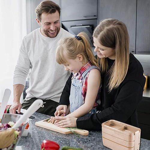 Miniatura 7 de Iteryn Bento Box - Lonchera apilable de 3 capas con compartimentos, a prueba de fugas, ecológicas, para preparación de comidas