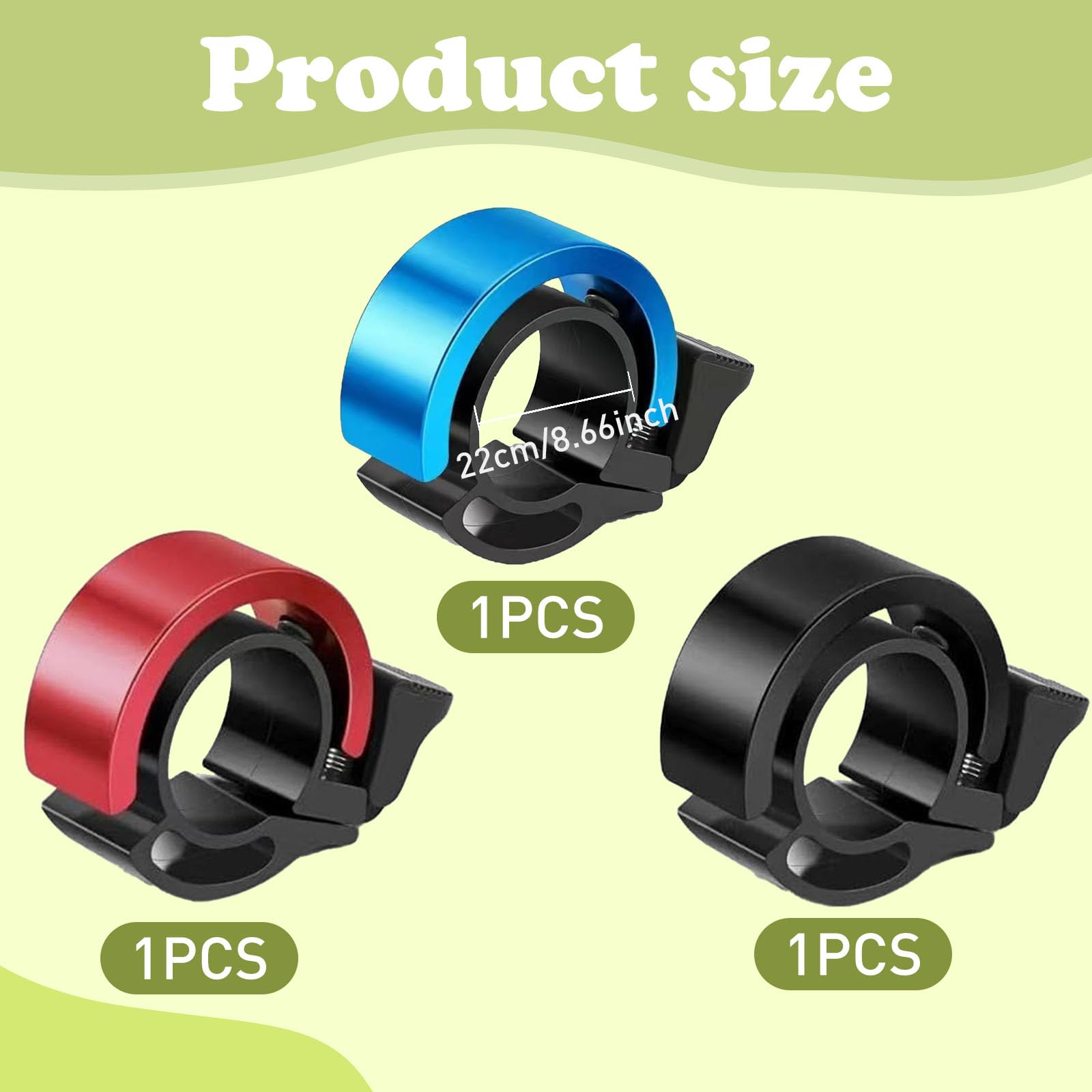 Campanello Bicicletta 3 Pezzi Nero Rosso Blu per Manubrio 22-24mm Bici da Città MTB e-Bike Alluminio Design Compatto Segnale 100dB Facile da Montare