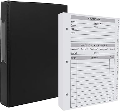 Client Record Book, Hair Stylist Client Profile Book-Binder and Client Record Cards for Salons, Hair Stylist, Nail, Small Business100 Sheets Profile Cards, 5.5" X 8.5"