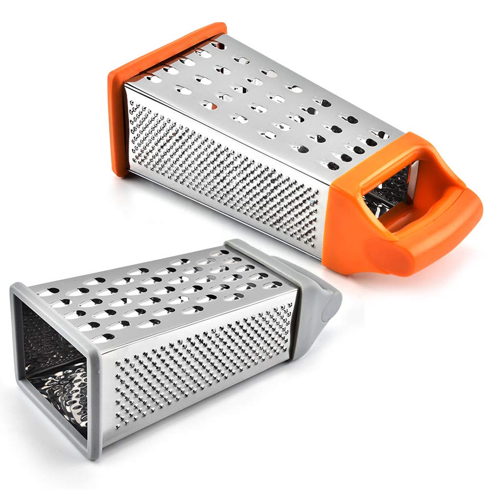 ArinkO Juego de ralladores cuadrados de acero inoxidable de 2 piezas para un uso versátil y un rallado fino, rebanado de verduras y queso