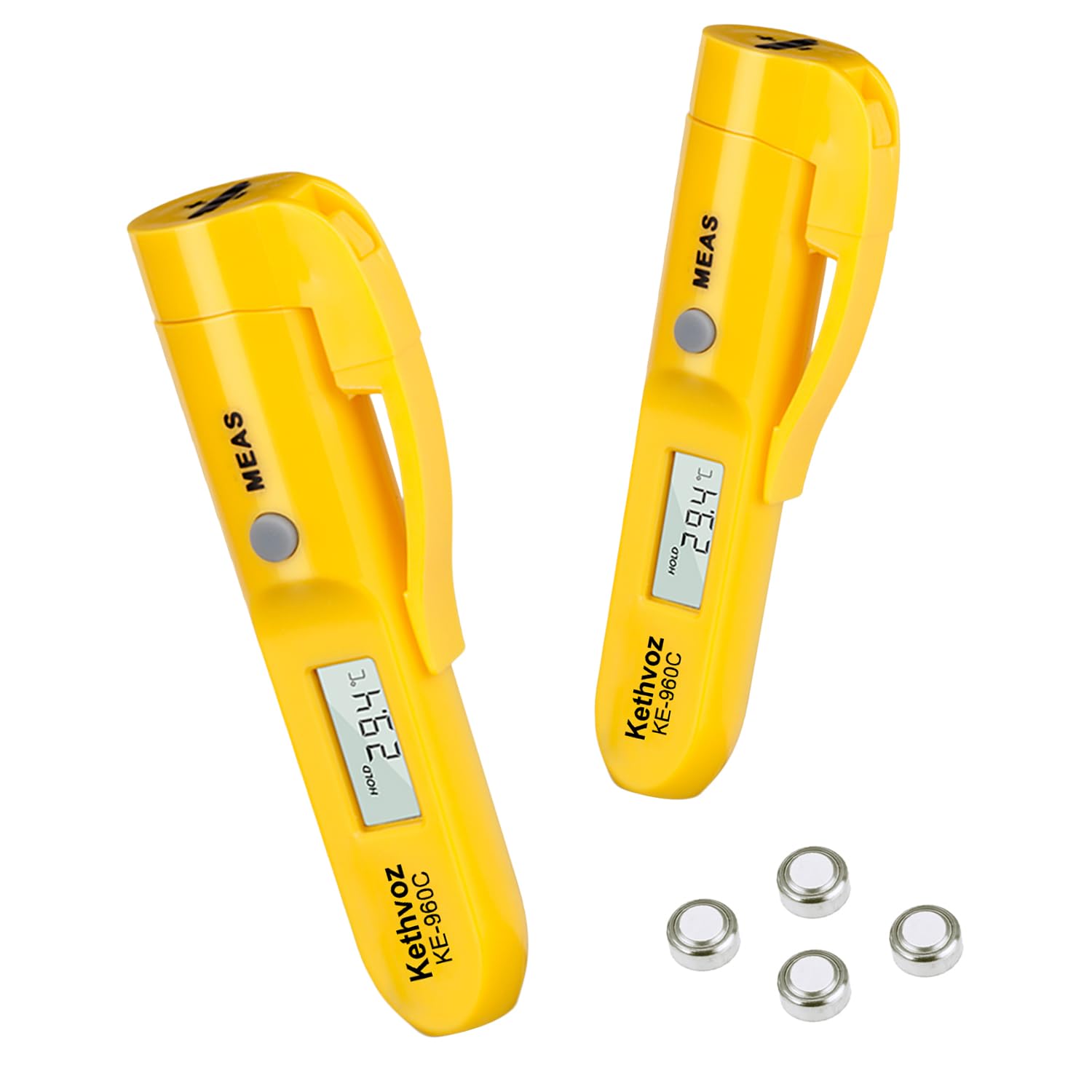 Thermomètre Infrarouge Sans Contact Mini, Kethvoz Stylo Thermometre Surface Portable avec Clip Poche, -30°C~275°C, pour Cuisine/Alimentaire/Patisserie/Chocolat/Viande/Barbec (2 lot de)