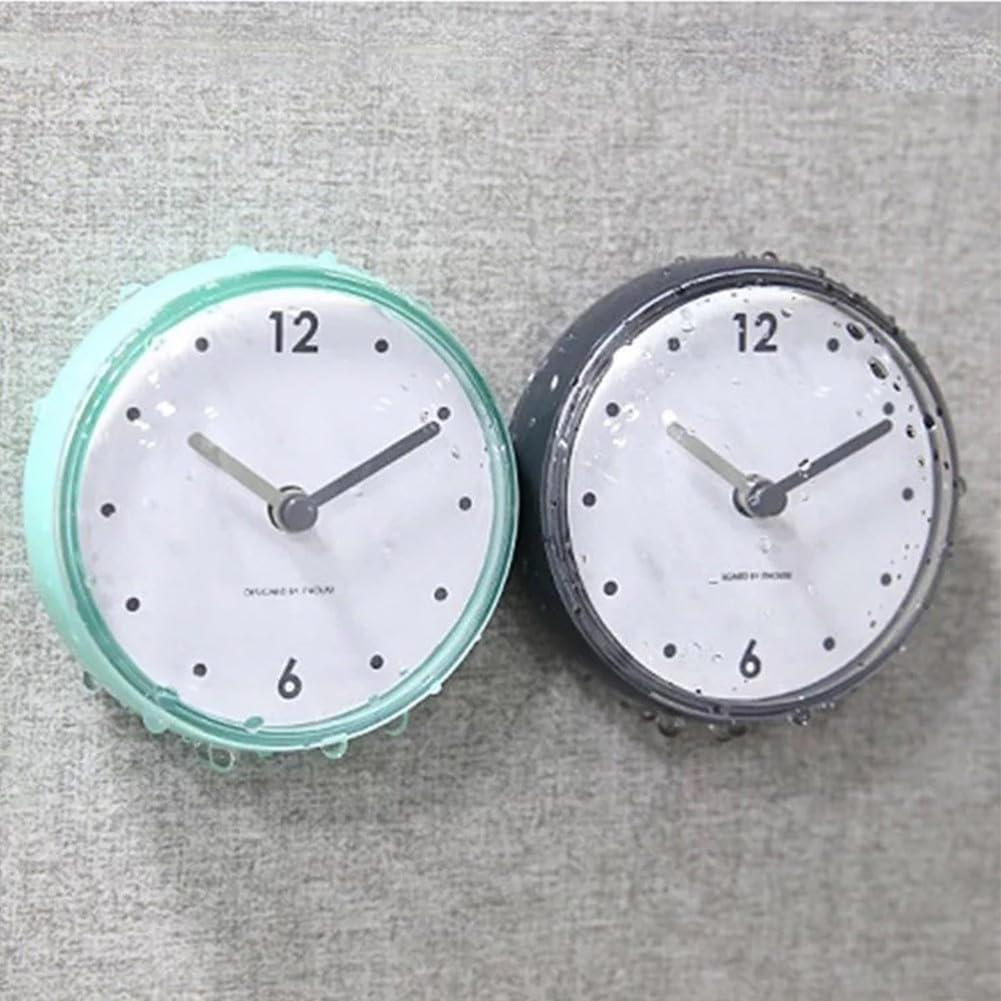 Reloj de pared silencioso de cuarzo con ventosa, 7,5 cm, impermeable, antivaho, pequeño reloj de espejo de baño para ducha, cocina, cocina, uso con soporte de ventosa y esfera para leer, hogar