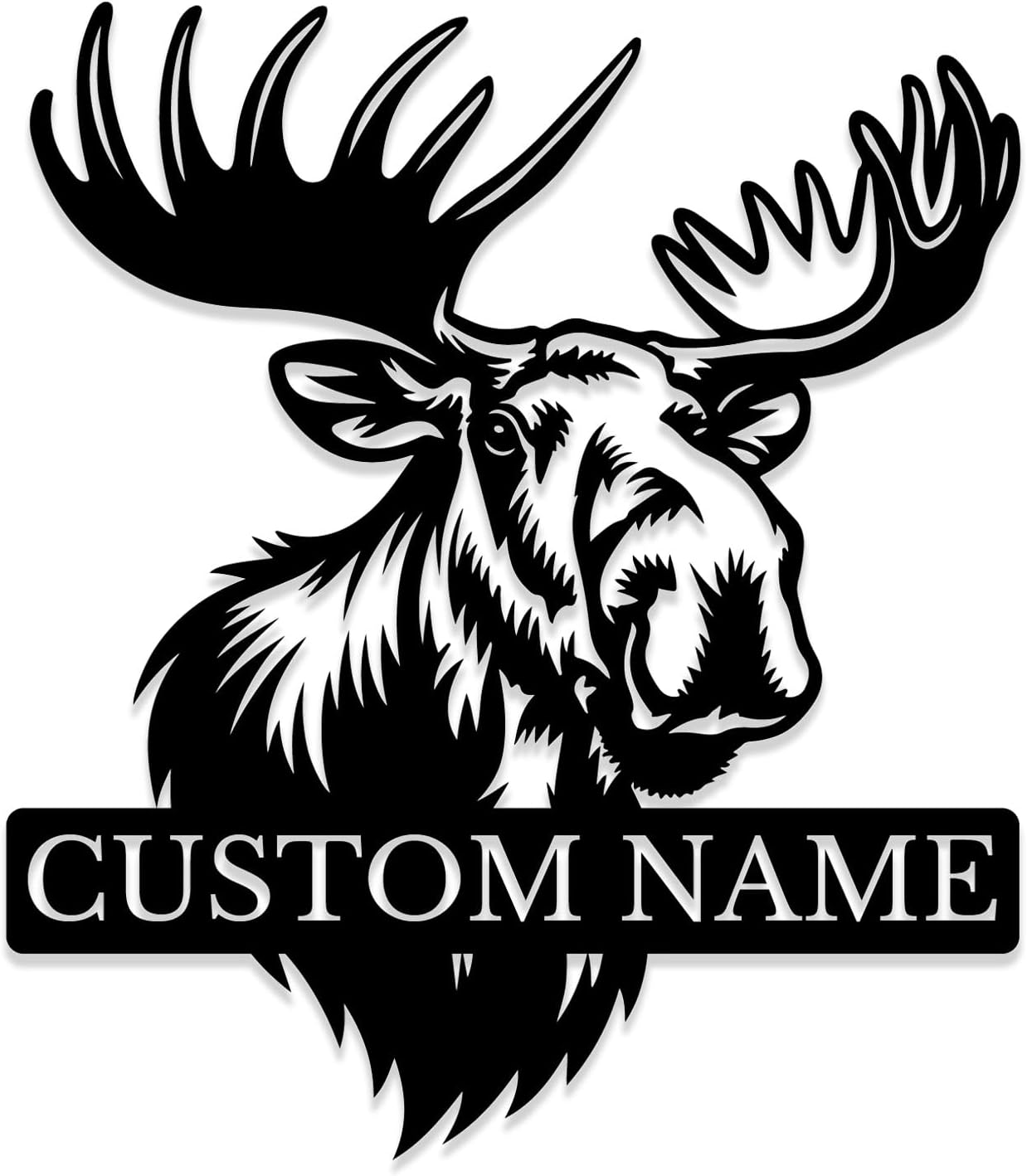 Custom Metal Moose Sign,Personalized Moose Hunter Name Sign,Elk Forest Metal Wall Art, Hunting Cabin House Number Address Plaque (Style-A)