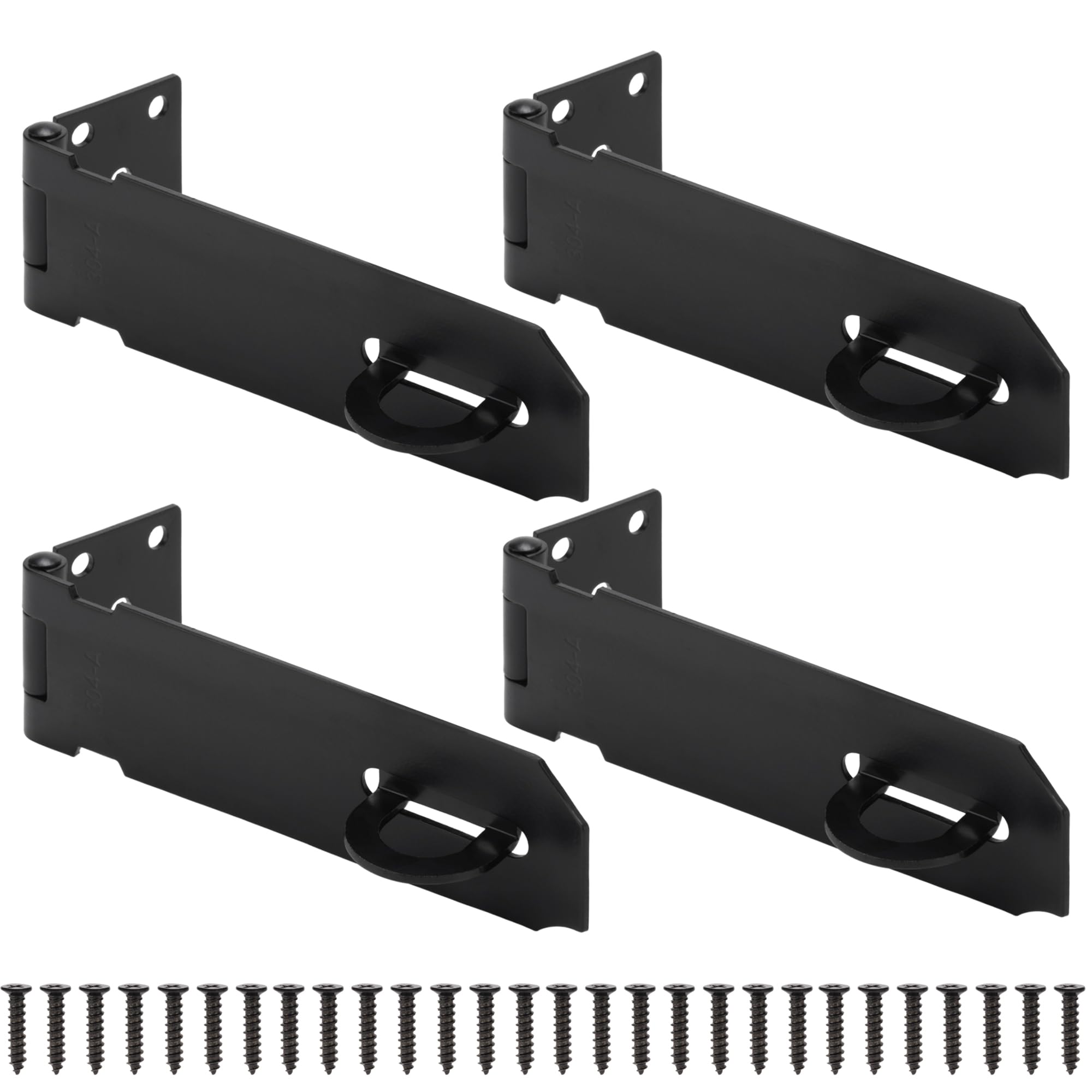 5 Inch Door Lock Hasp Latch, Security Packlock Clasp Hasp Lock Latch, Stainless Steel Gate Lock Hasp for Outdoor Fence Gate,Barn Door, Cabinet, Drawer, Brushed Finish with Screws, 4 Pack
