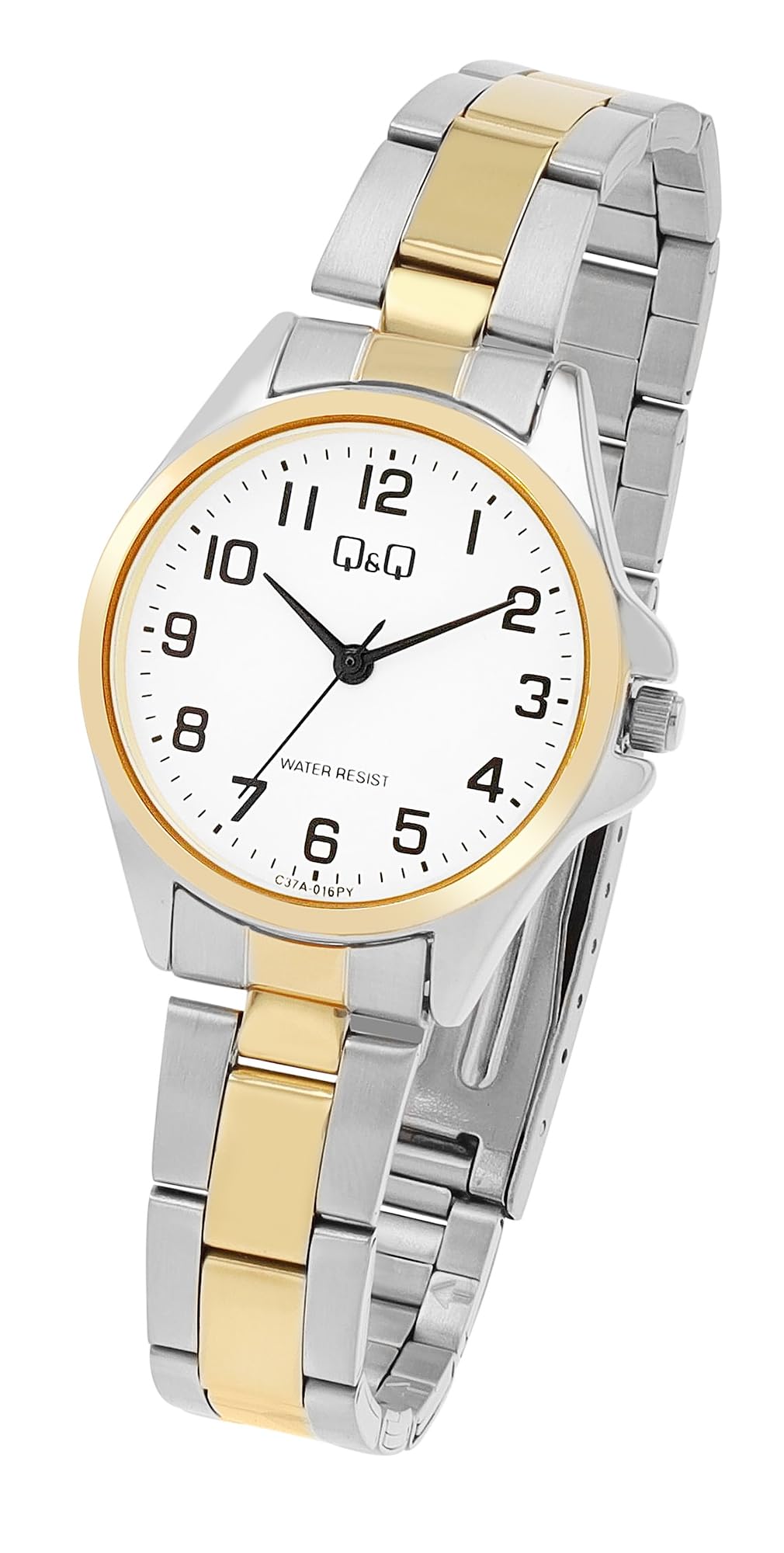 Q&Q Reloj de mujer de acero inoxidable con cierre desplegable, 3 bar, analógico, cuarzo