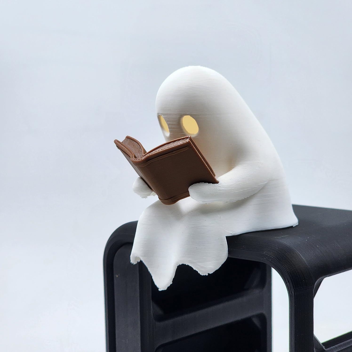 Reading Ghost Tealight Lamp | 3D Printed Sitting Ghost Figurine with Warm LED Tealight | Cute Home Décor, Table Accent & Night Glow Lamp (White, 80 mm)-image-36