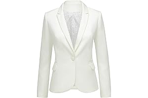 Womens Notched Lapel Blazer Jacket Office Work Suit Jacket with Pockets