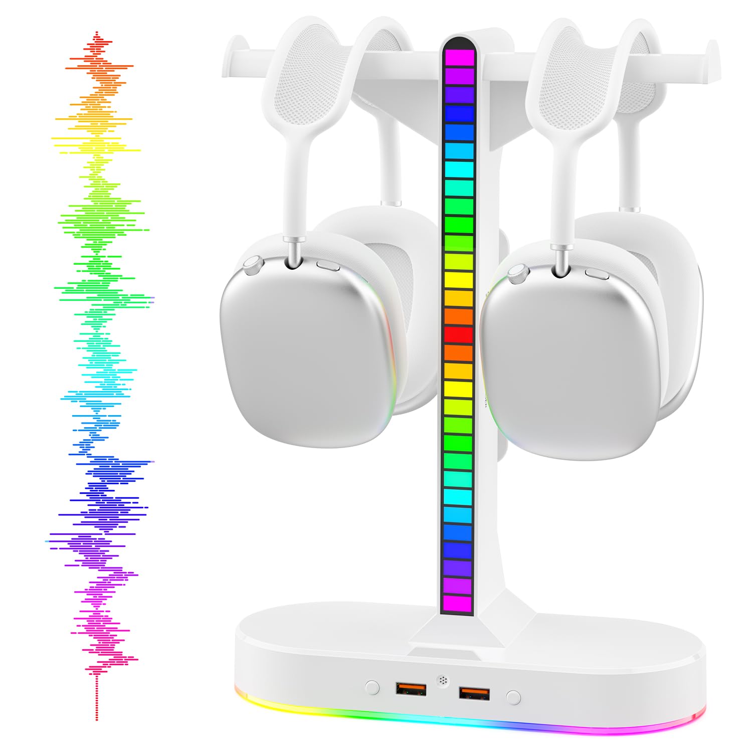 Cool RGB Headphone Stand with Charging Station - Sleek Dual Headset Holder 3 USB Ports 3 5mm Audio