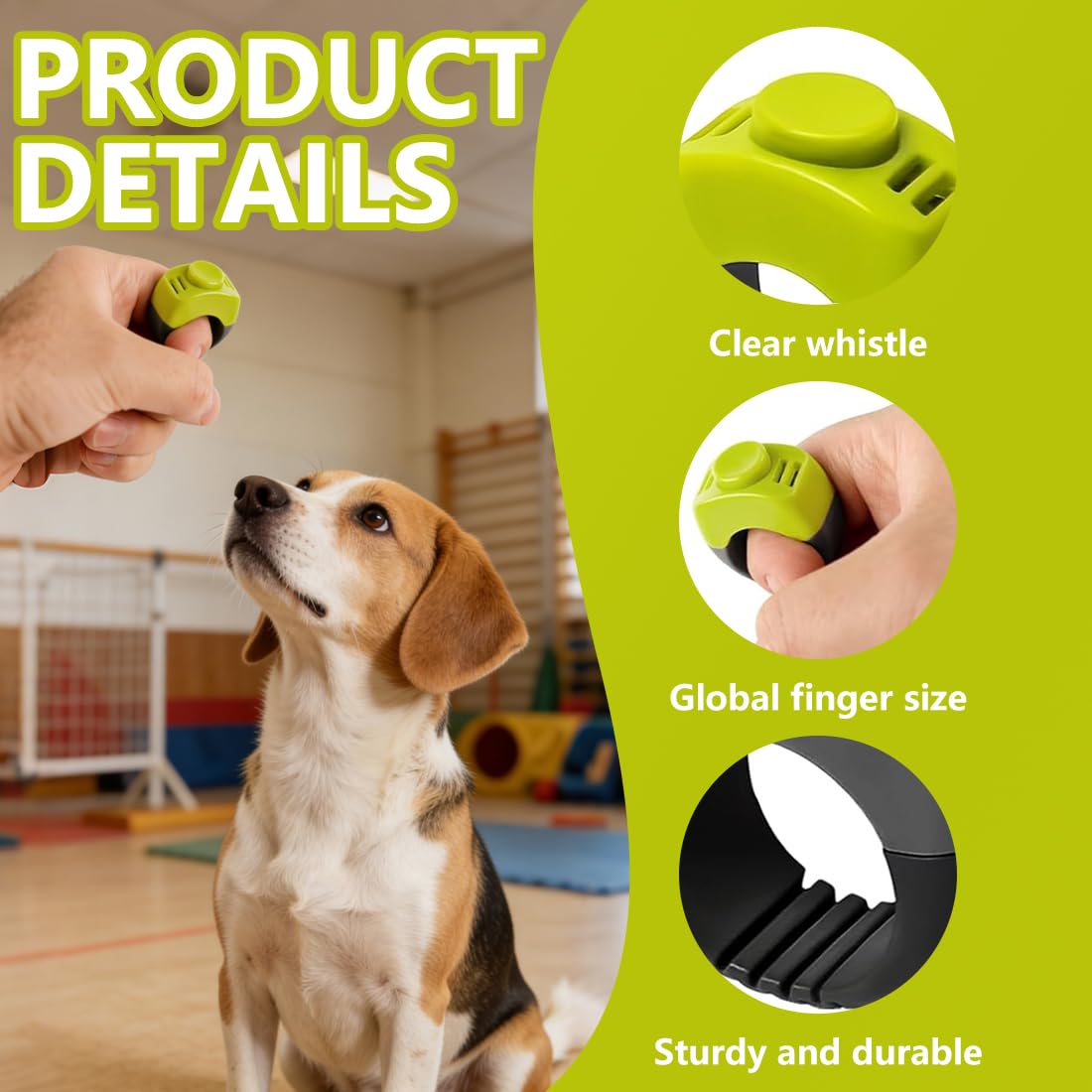 2 Piezas Clicker para Perros de 21 mm,Con Anillo para los dedos, Accesorio Práctico para el Adiestramiento de Mascotas,Clicker con Anillo (Verde Hierba + Gris)