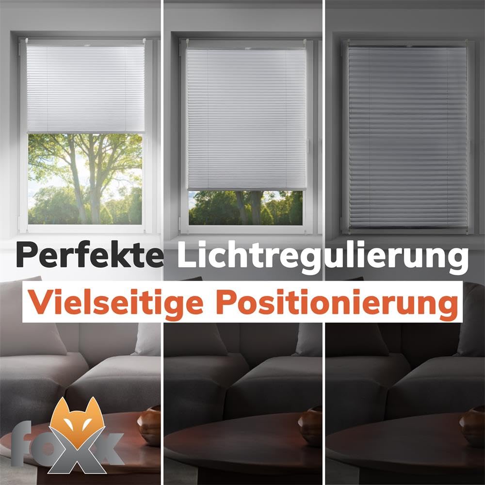 Plissee Klemmfix [Weiß, 120x140 cm] Verdunkelung für Fenster ohne Bohren | Faltrollo mit einfacher Montage/Bietet optimalen Lichtschutz und Privatsphäre, idealer Sonnenschutz für jedes Fenster