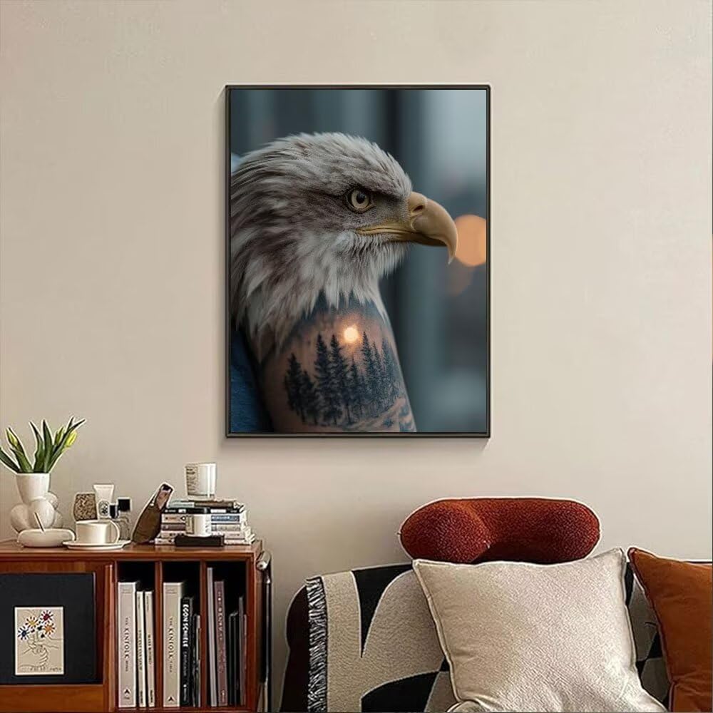 Eagle Animal Diamond Painting Zestawy dla dorosłych, 5D Wiertarka Okrągłe Diamenty Malarstwo Dzieci Malarstwo, Diamant Art Haft Cross Stitch Obrazy, Mozaika Sztuka Do Dekoracji Ściany Domu 90x120cm