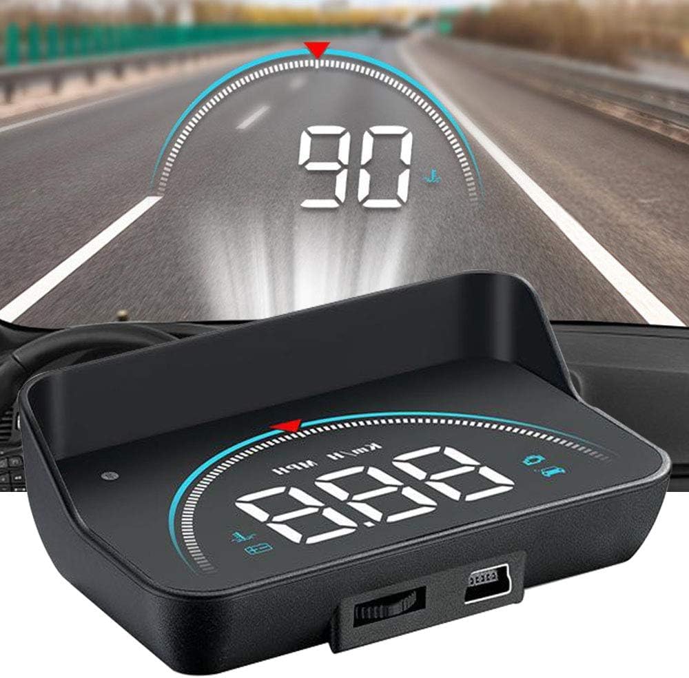 jaexestCar HUD Display, Vehicle Speedometer, Head Up Display with Hood, Speed Warning HUD Projector for Cars and Trucks with OBD II OR EUOBD