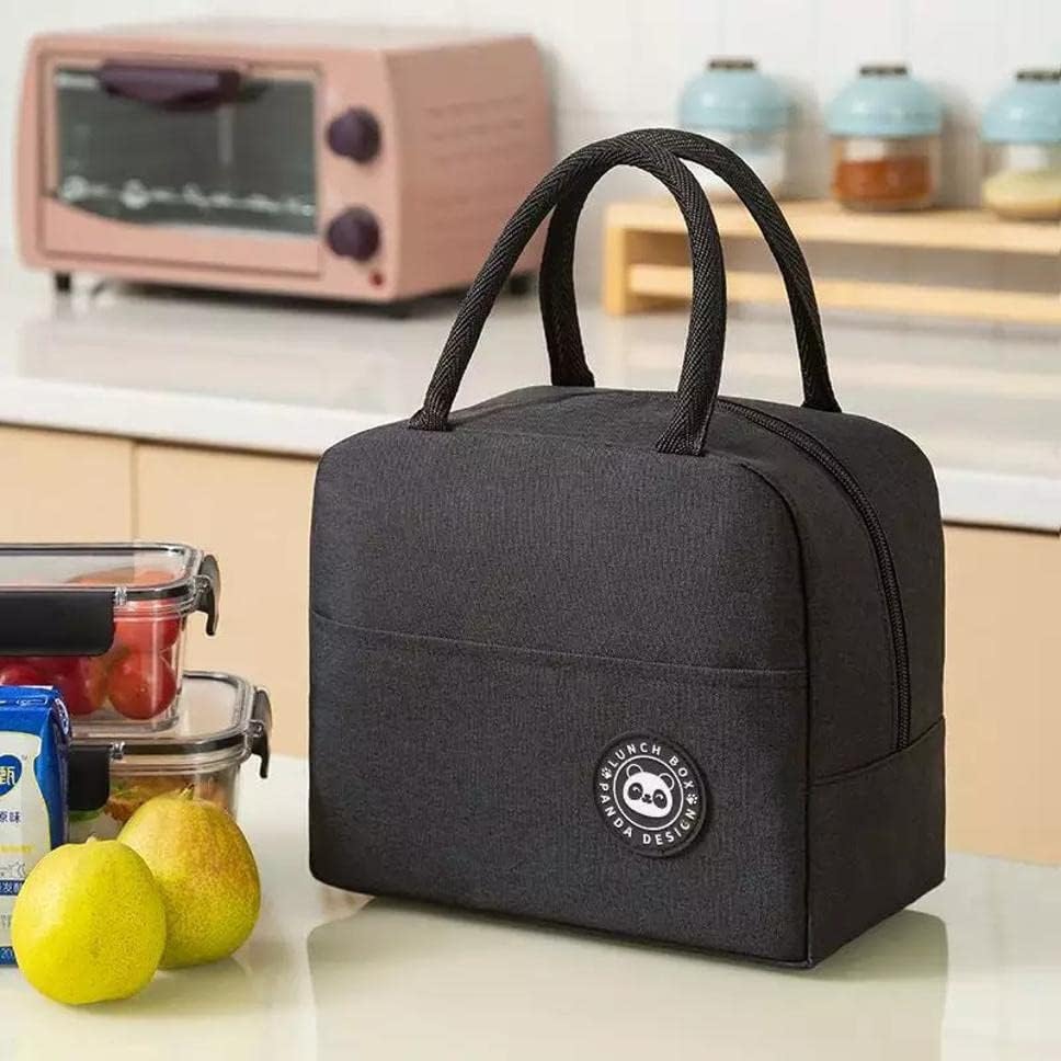 Nibbler Thermal Insulated Travel Lunch Tiffin Storage Bag Organiser Leak-Proof Hot Cold Lunch Bag Reusable Tote Bag with Aluminum Foil for School Picnic Office Outdoor (Black)-image-43