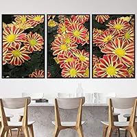 3 Piece Framed Canvas Wall Art Pink Cluster Flowers and Colorful Bouquet Canvas Prints Home Artwork Decoration for Living Room,Bedroom - 16