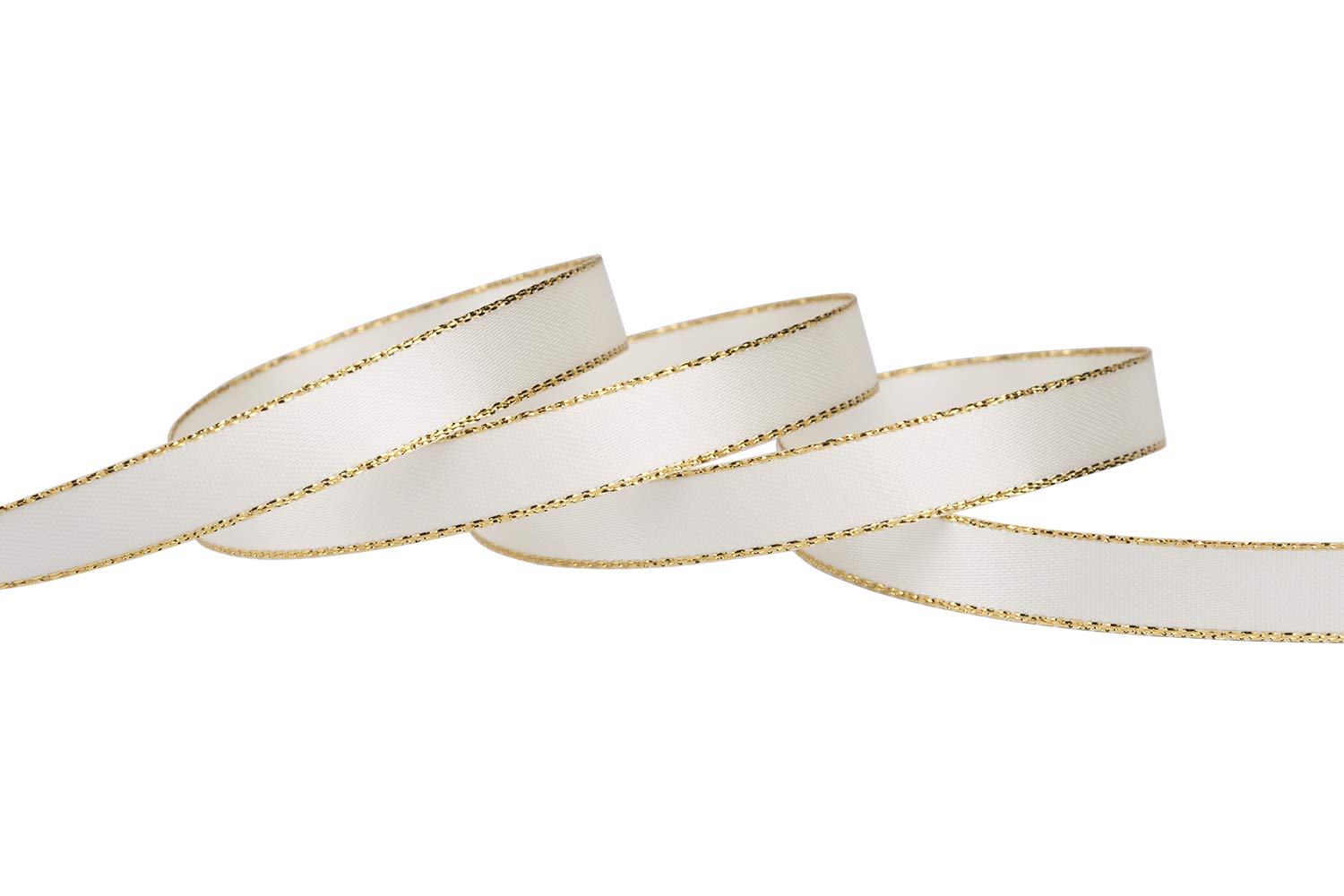 Ivory Satin Ribbon With Gold Edges 3/8 X 50yd 1 ITIsparkle 1