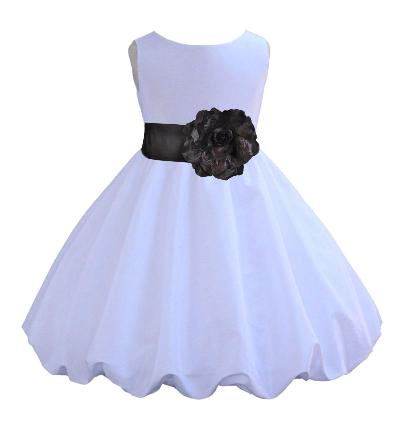ekidsbridalWedding Pageant White Taffeta Flower Girl Knee Length Bubble Dress 846F