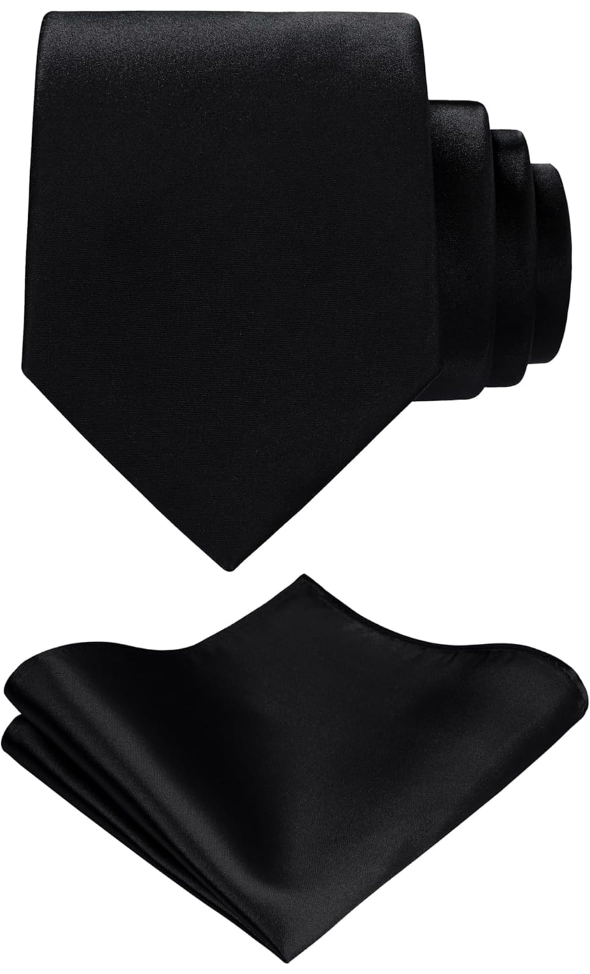 Random Stripe Solid Satin Woven Tie dyed Color Formal Black Necktie and Pocket Square Sets in Gift Box-image-11