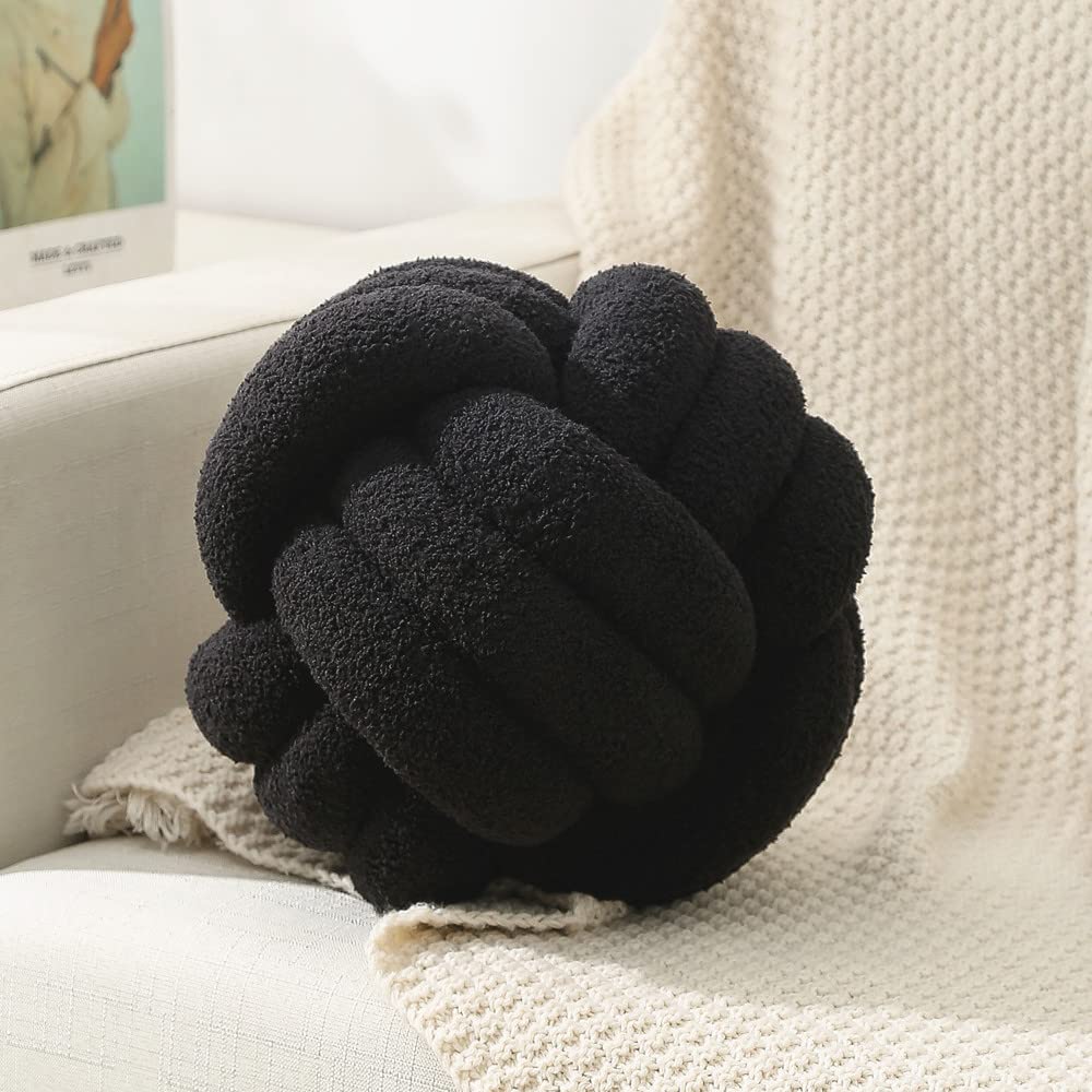 Knoten-Kissenball, Sherpa-Kissen, dekoratives Plüschkissen, weiches, rundes Wurfkissen, geknotetes Kissen für Bett, Couch, Sofa