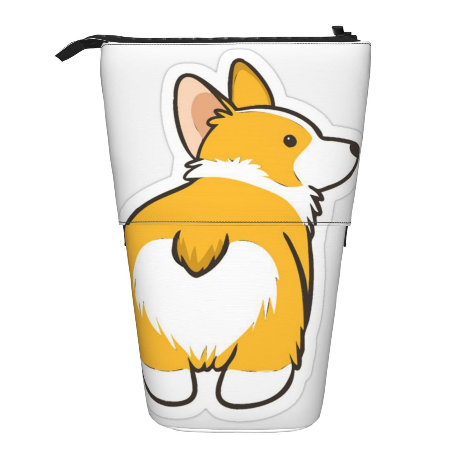 AABSTBFM Cute Corgi Butt Expandable Vertical Pencil Case - Multi-Purpose Pen Bag and Makeup Pouch for School, Office, and Travel