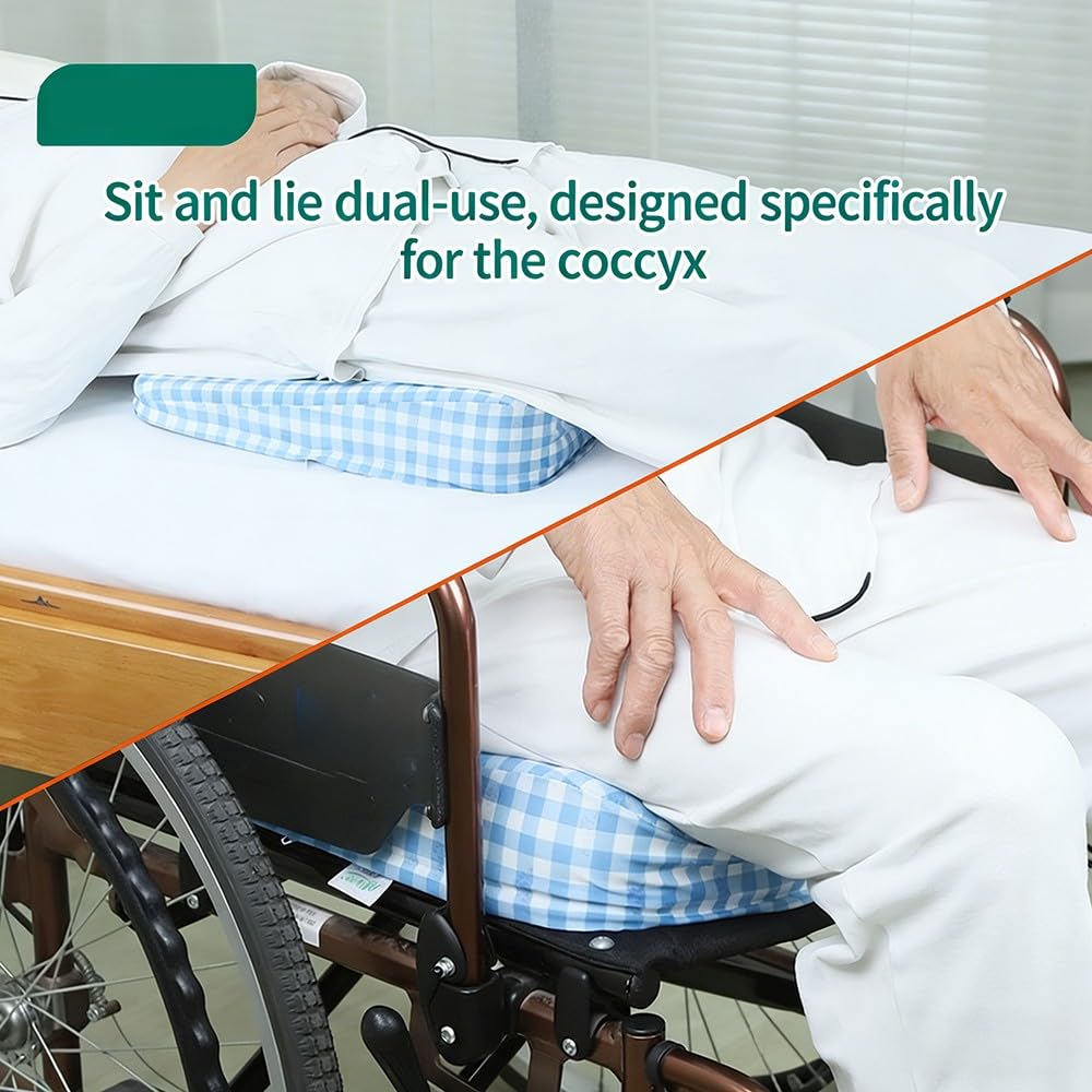 Cojín Antiescaras con Seda Fría, Cojín Anti Decúbito para Glúteos con Apertura En T Y Rebote Lento para Ancianos Postrados, Silla De Rueda Y Sentado Largos Periodos