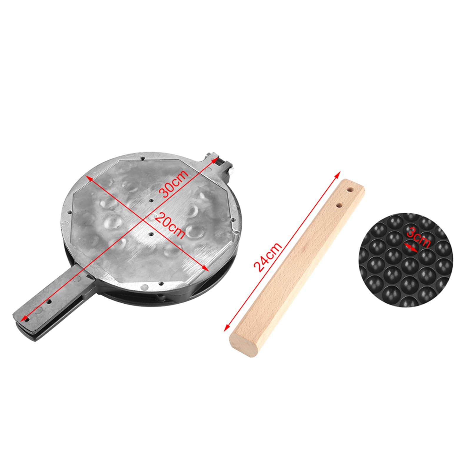 Moule de cuisson à bulles d'œufs, gaufrier antiadhésif, outil de cuisine en aluminium avec poignées en bois, conception de support fixe pour usage commercial à domicile, pour