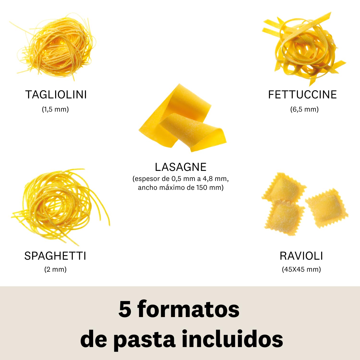 PastaSet, Máquina para pasta manual con accesorios incluidos para Raviolis y Espaguetis