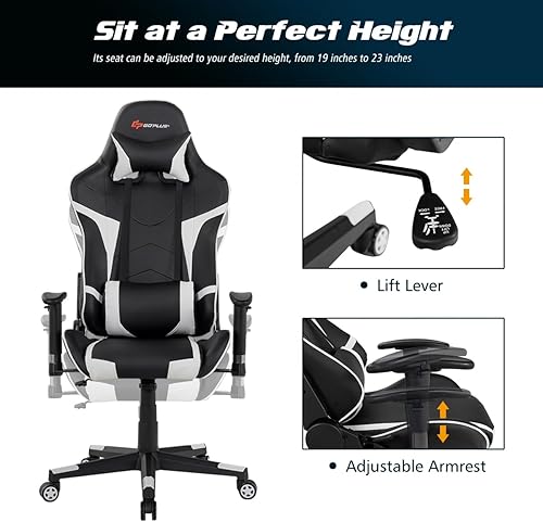 Miniatura 20 de POWERSTONE Silla de juegos – Silla de oficina para juegos de computadora con soporte masajeador lumbar, piel sintética, brazos ajustables,