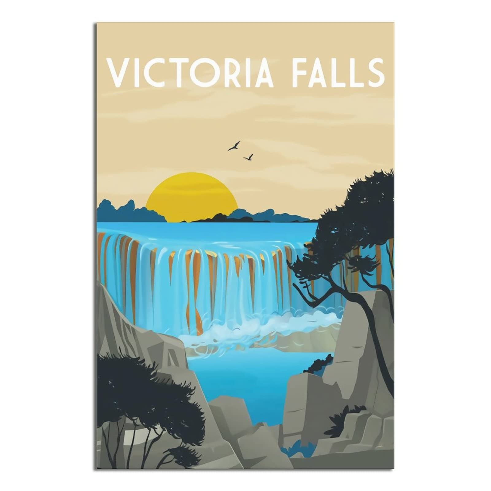 KZIWQ Victoria Falls Metal Tin Sign Tin Sign Travel Vintage Art Wall Decor Sign for Home Kitchen Bar Patio Cave Funny Decoration 15x30cm