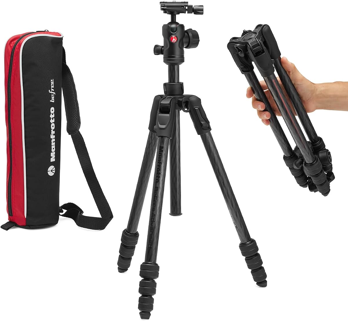 Befree Advanced AS, Kit de Trípode de Viaje para Cámara, Twist Lock, Compatible con Arca-Swiss, Portátil y Compacto, Rótula de Bola, Trípode de Carbono para DSLR, Mirrorless, Accesorios para Cámaras