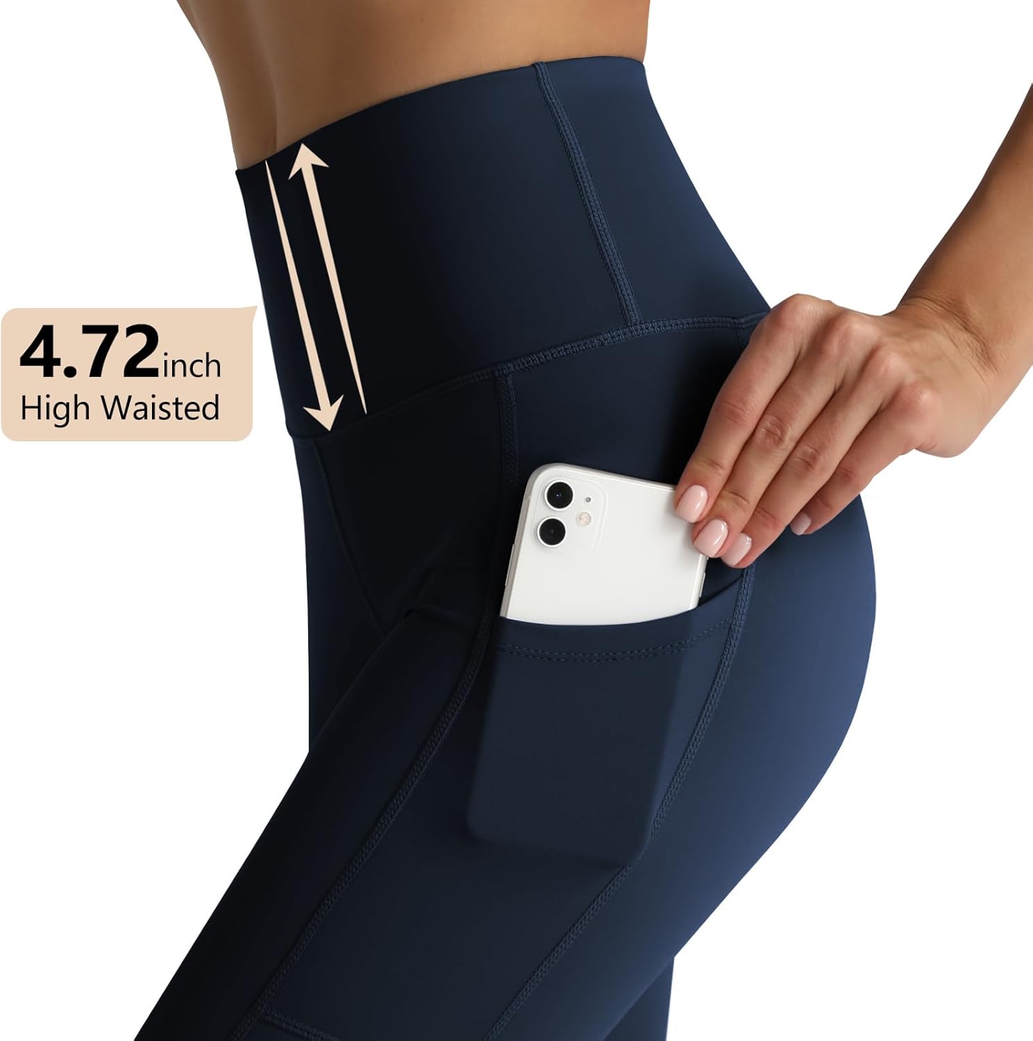 RIMLESS 7 Women's Leggings with Pockets High Waist Cotton Yoga Pants Workout Running Athletic Capris - Image 2