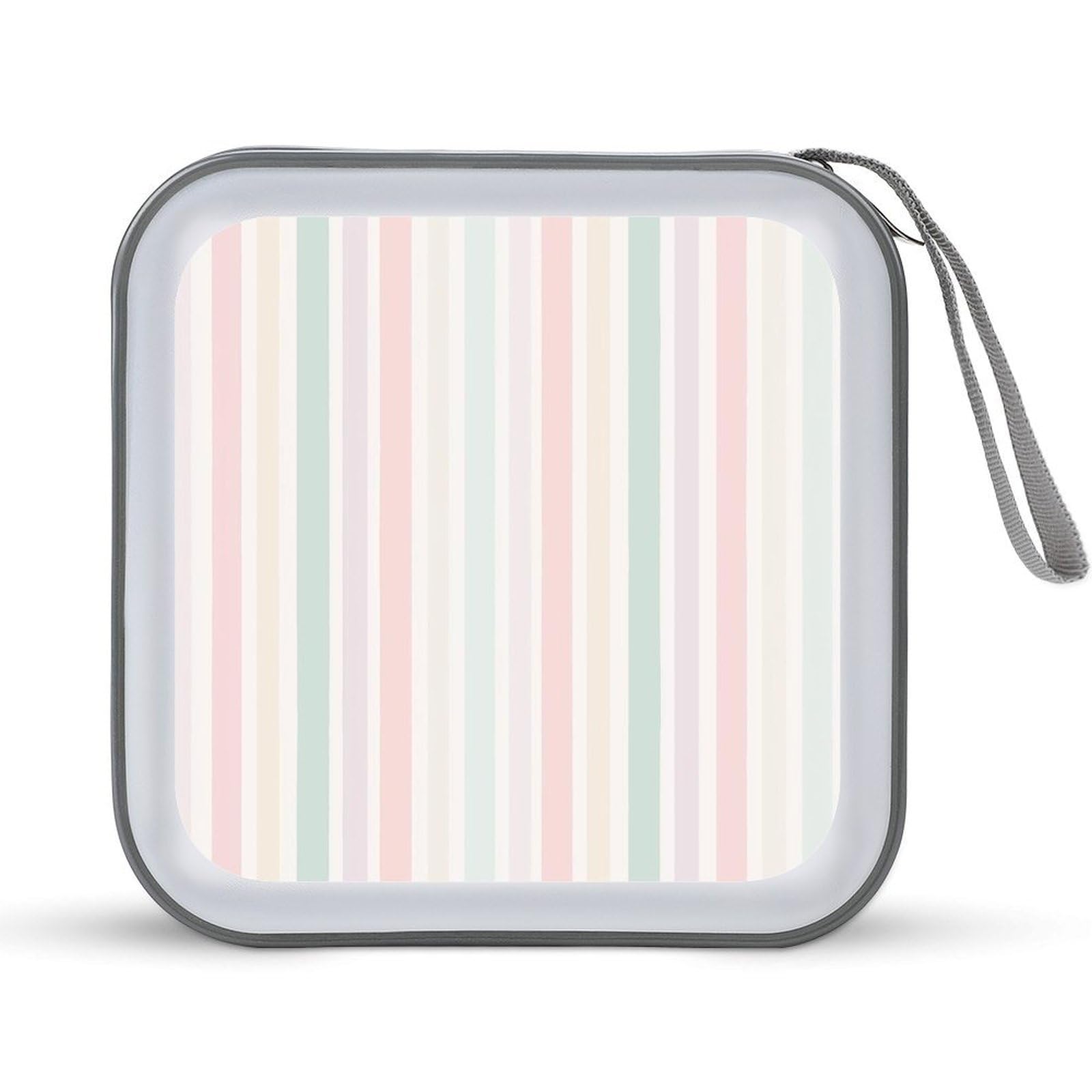Jubonexis Pastel Vertical Stripes in Pink Peach Mint Cream CD Case DVD Storage Case Portable for Car Home Travel