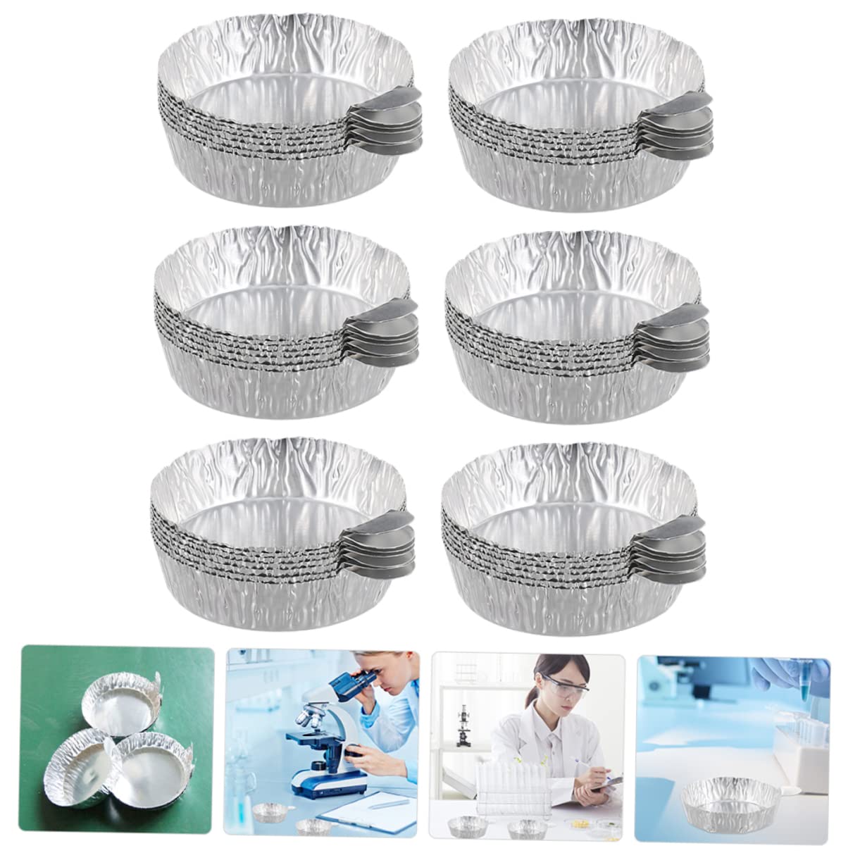 BUTIFULSIC 50pcs Aluminum Foil Weighing Dish Silver Weighing Pans Mini Weighing Dishes Lab Weigh Boat Weighing Tray Chemistry Weigh Boats Aluminum Weigh Boats Lab Weight Boat Aluminum Tray