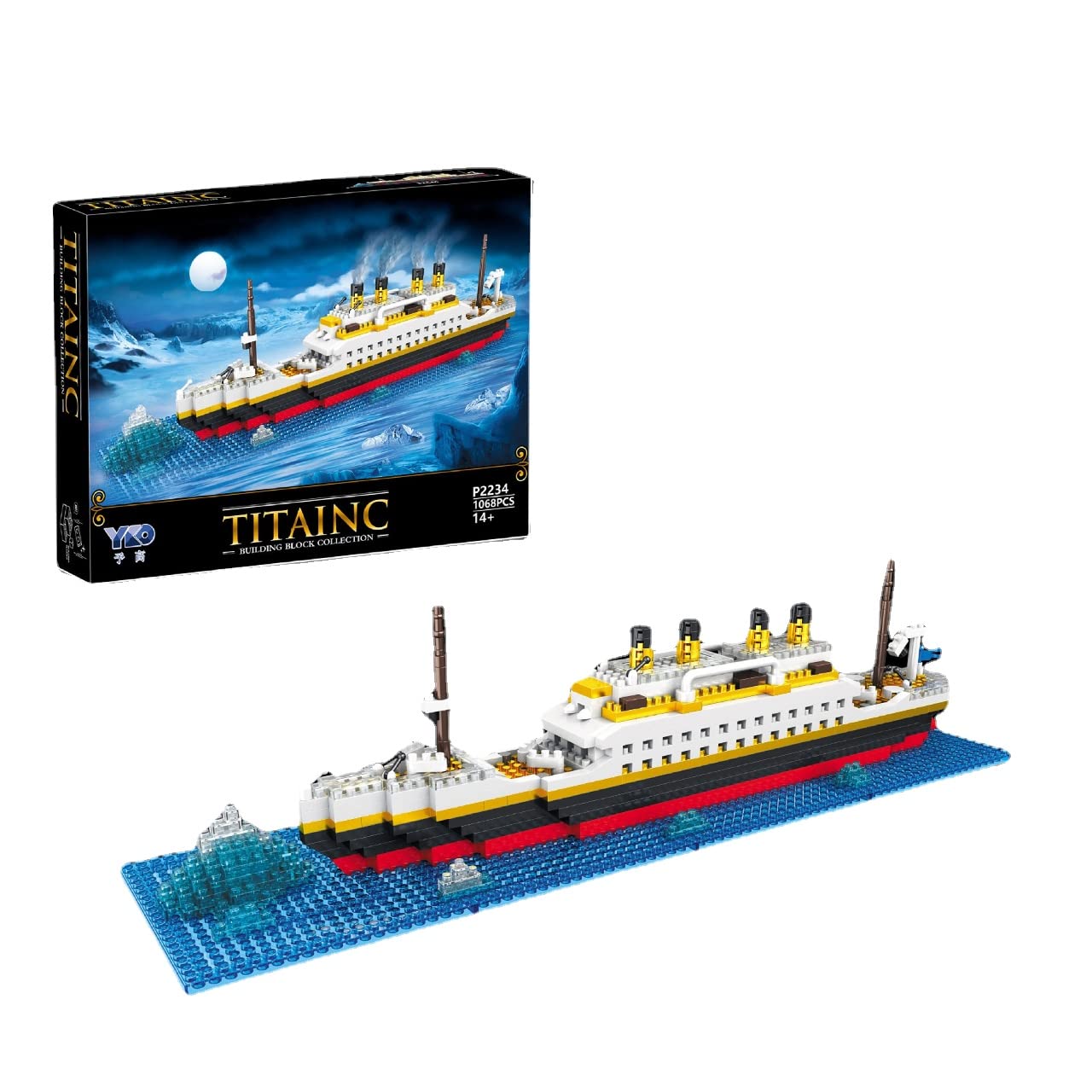 Titanic Ship Model Building Block Set, 1068Pcs Famous Architecture Model Blocks Kit, Nano Micro Building Blocks Toys, Micro Mini Blocks for Kids & Adults Gift