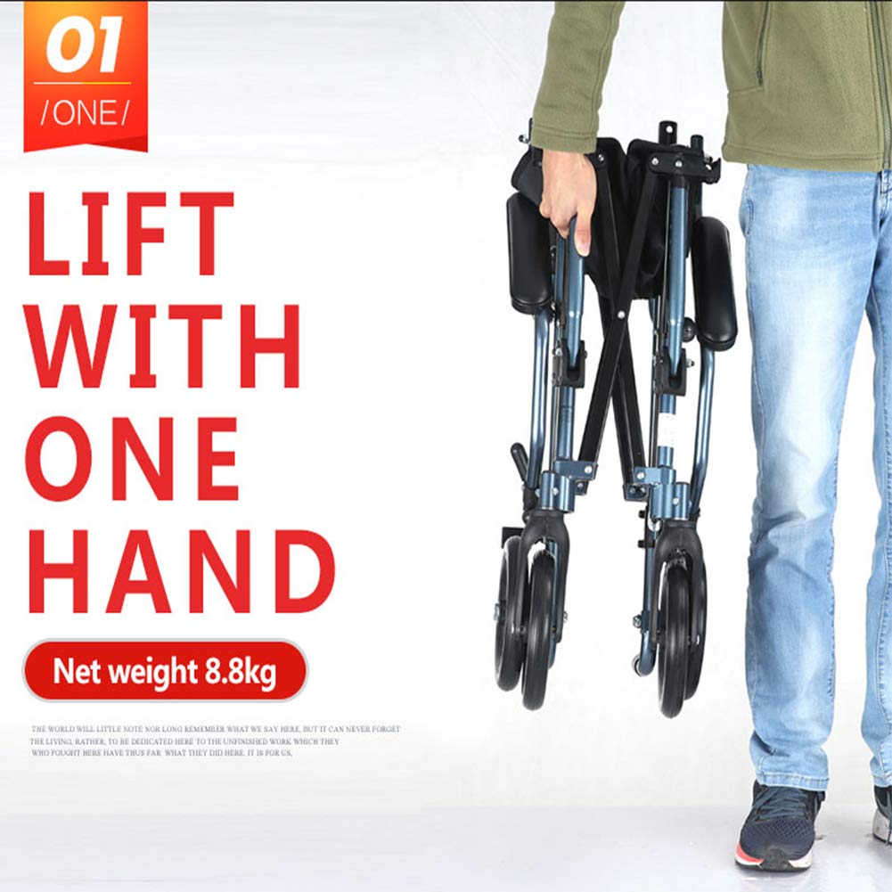 Silla de ruedas manual ligera y plegable, para personas mayores y personas mayores, reposapiés ajustable, silla de viaje cómoda, sillas de ruedas propulsadas por asistentes