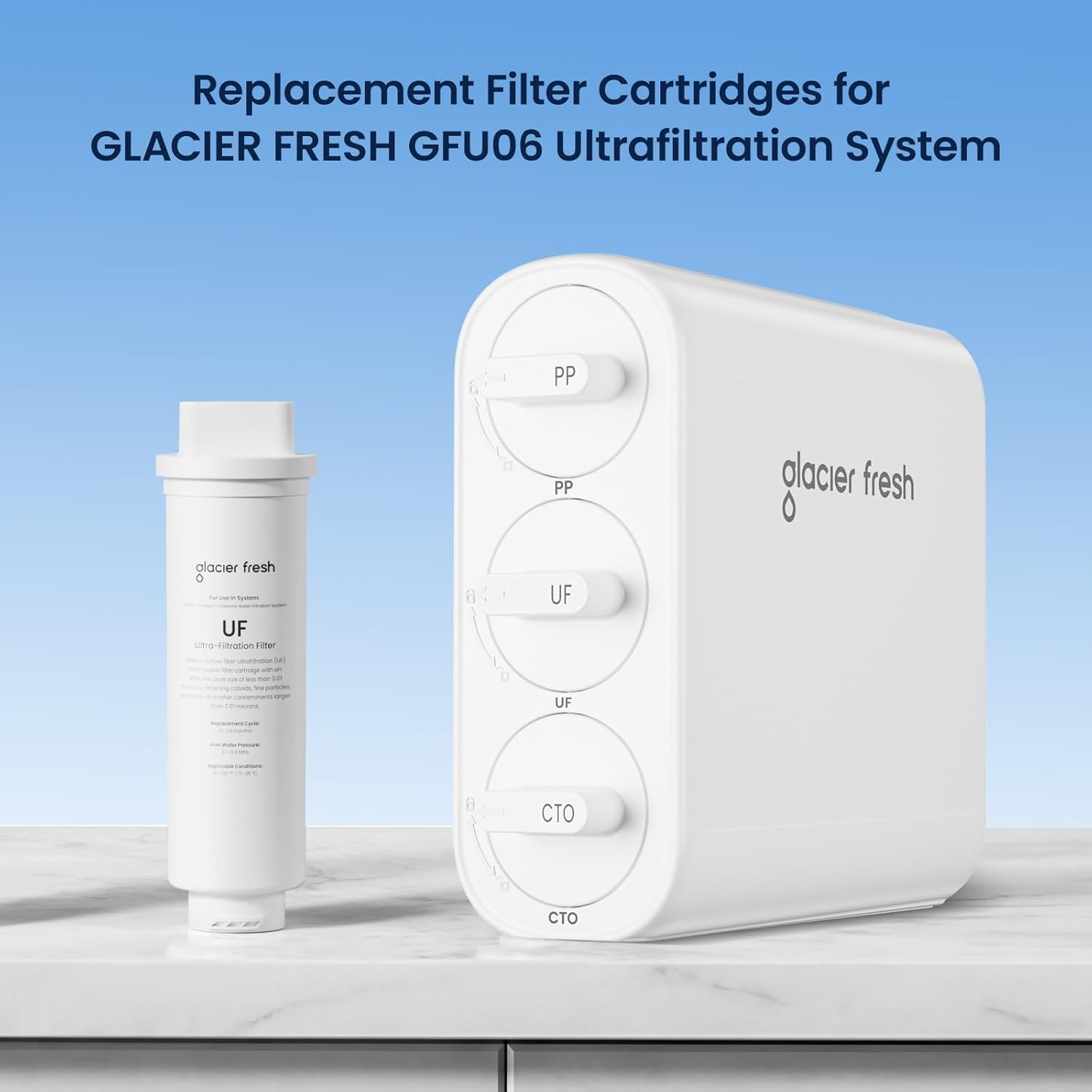 GLACIER FRESH UF Filter Replacement Filter Replacement for GFU06 Ultra Filtration Under Sink Water Filter System