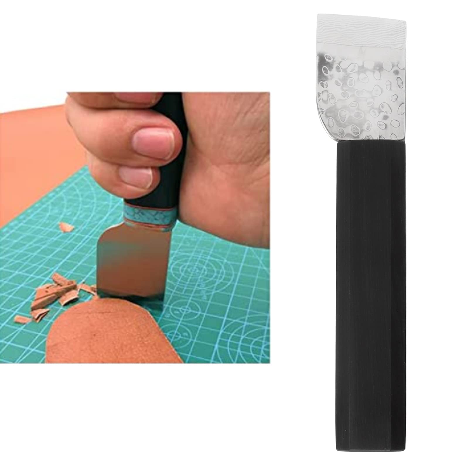 Cuchillo De Corte para Cuero, Cuchillo con Mango De Madera, Cuchillo De Trabajo De Cuero para Corte Artesanal De Cuero