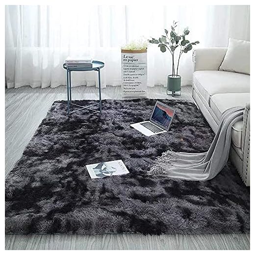 Tapete Peludo Felpudo Para Sala Quarto 200x140 Grande Anti Derrapante Shaggy Preto Mesclado