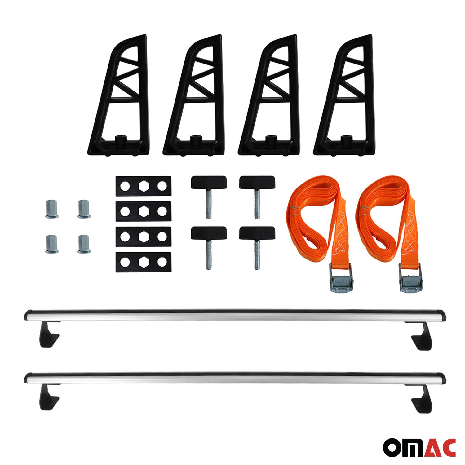 OMAC Barres De Toit + butées de Charge Compatible avec VW T5 T6 T6.1 Transporter Multivan Caravelle 2003-2024 Gris 2Pcs