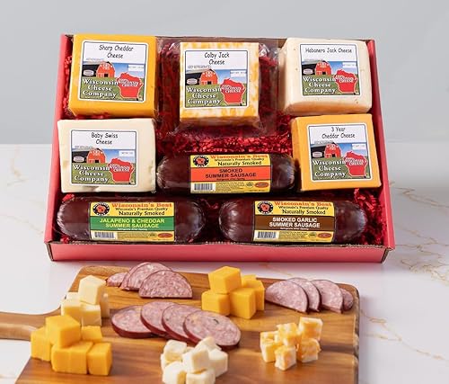 Wisconsin Cheese Company - Caja de regalo Wisconsin Elite Specialty Cheese & Salchichas | Caja de regalo enorme | Perfecto para fiestas, tableros de