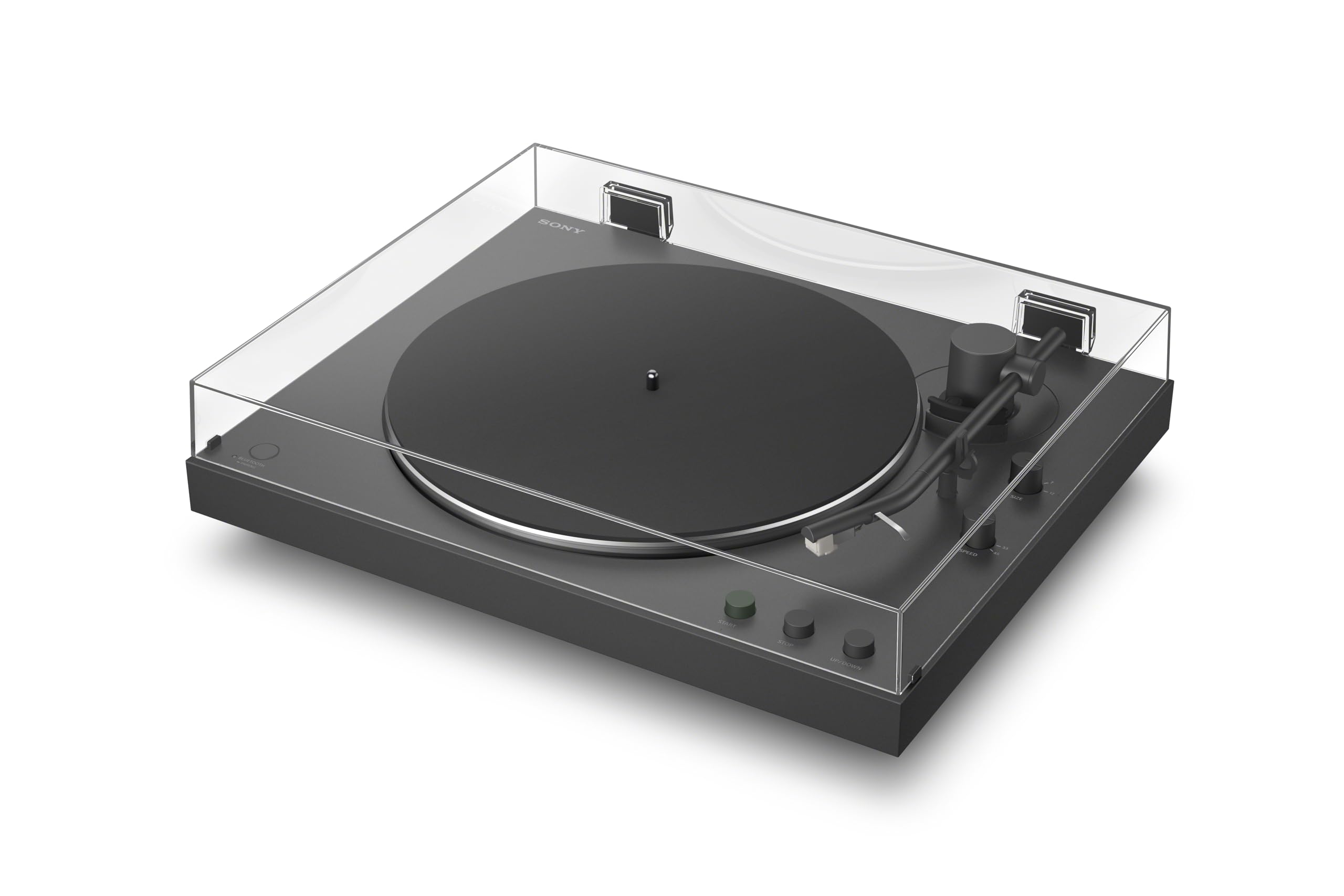 Sony PS-LX3BT kabelloser Bluetooth-Plattenspieler mit vollautomatischer Wiedergabe, Hi-Res Audio, Riemenantrieb, integriertem Phono-Vorverstärker, 2 Geschwindigkeiten und Staubschutzhaube – Schwarz