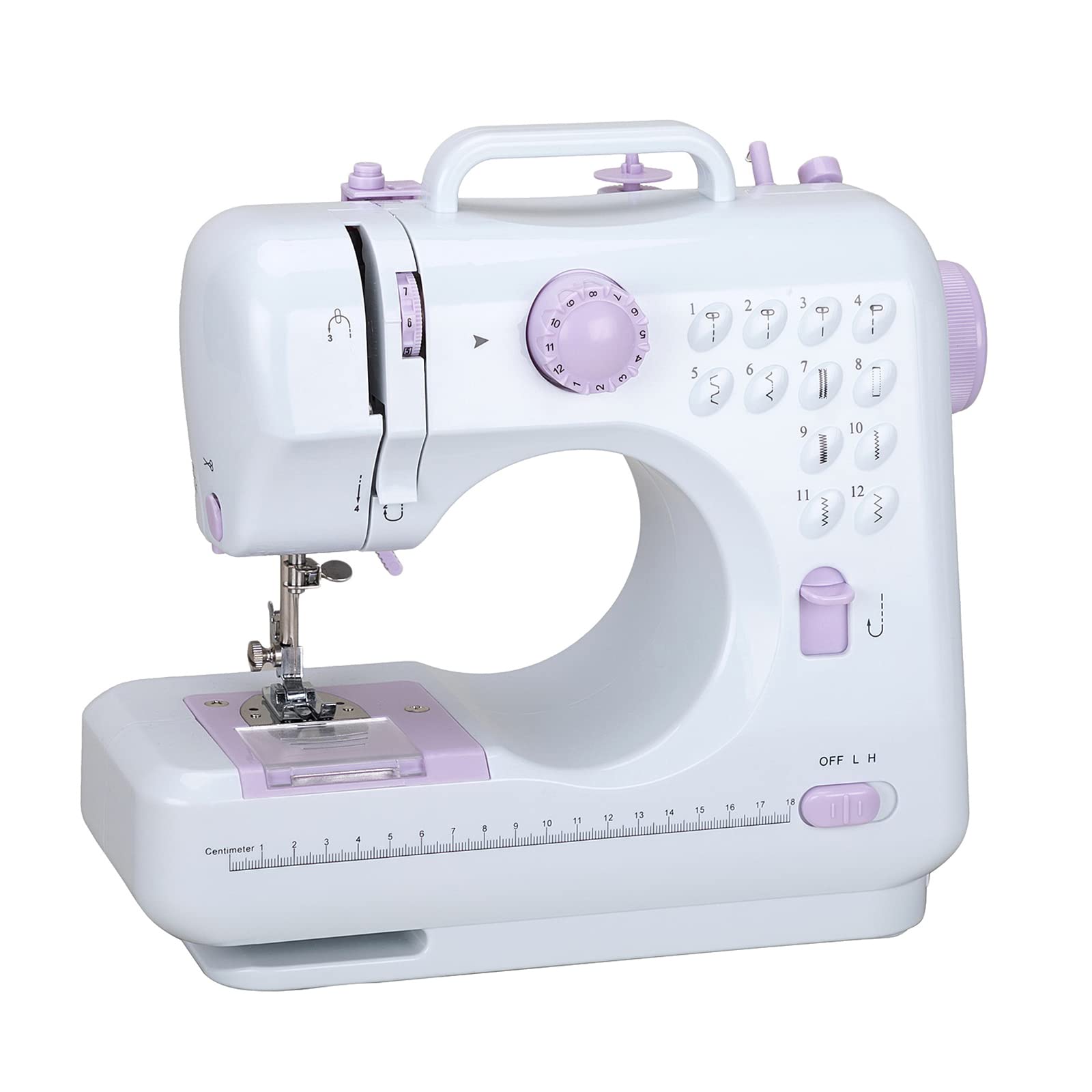 Máquina de coser eléctrica profesional, máquina de coser doméstica portátil de 12 puntos, doble potencia, máquina de coser pequeña, doble línea de puntada inversa overlock máquina de coser con