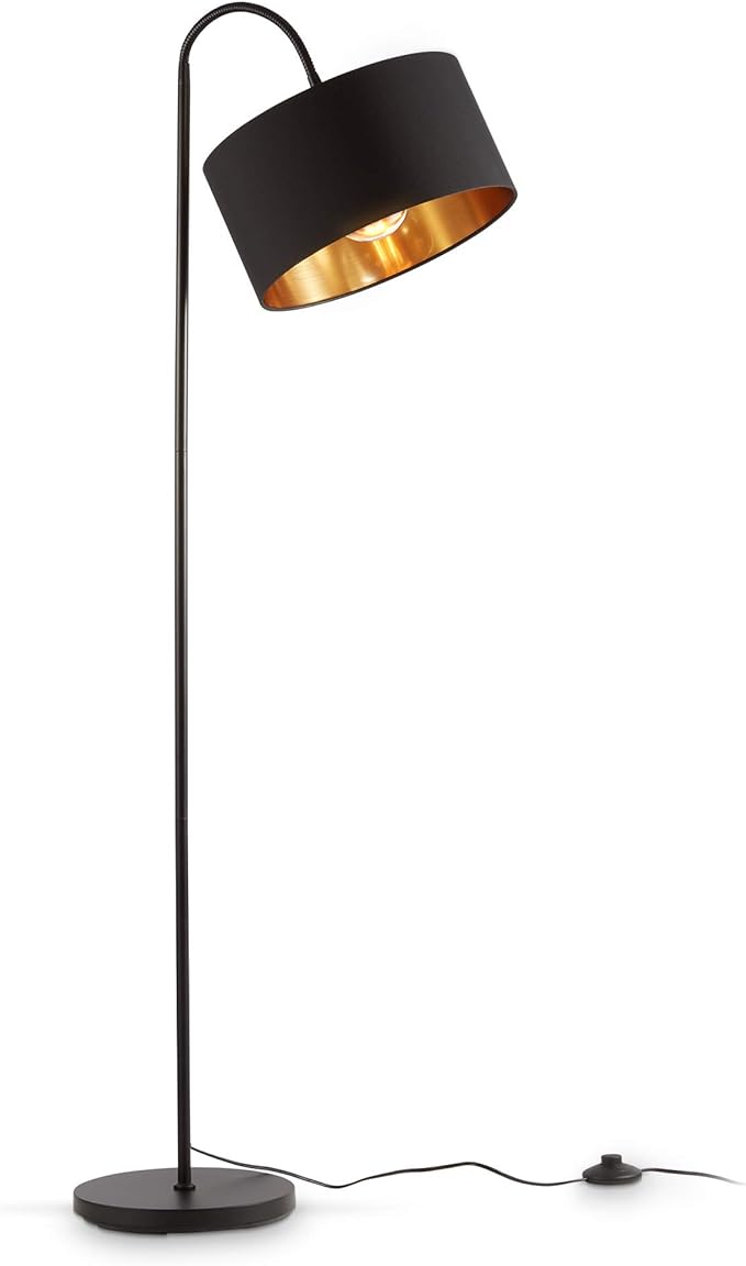 B.K.Licht I industrieel Vloerlamp I zwart gouden I staande lampen voor binnen I retro lampen voor woonkamer I staande lamp I leeslamp I draaibar I staanlamp met 3 lichts I E27 fitting