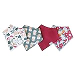 Copper Pearl 4 Pack Soft Cotton Baby Bibs for Drooling and Teething, Absorbent Drool Bibs for Baby Girl and Boy, Adjustable to Fit Newborns to Toddlers, Tons of Styles (Ivy)