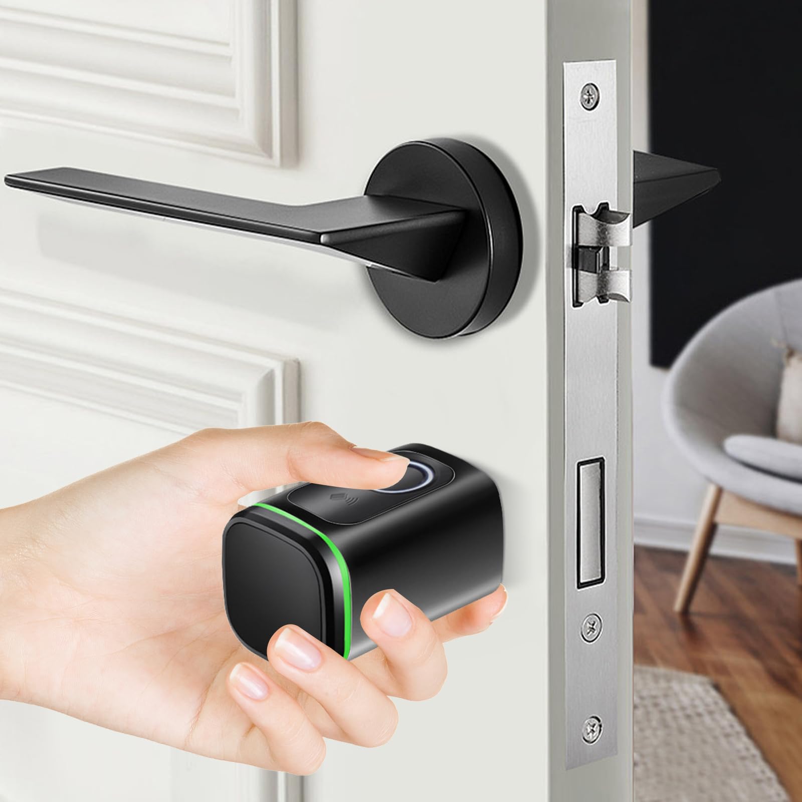 Elektronisches Türschloss Intelligenter Schließzylinder Fingerabdruck-Schließzylinder elektronisches Türschloss mit Fingerabdruck mit App und RFID-Karte für 35-45mm Tür (Weiß)