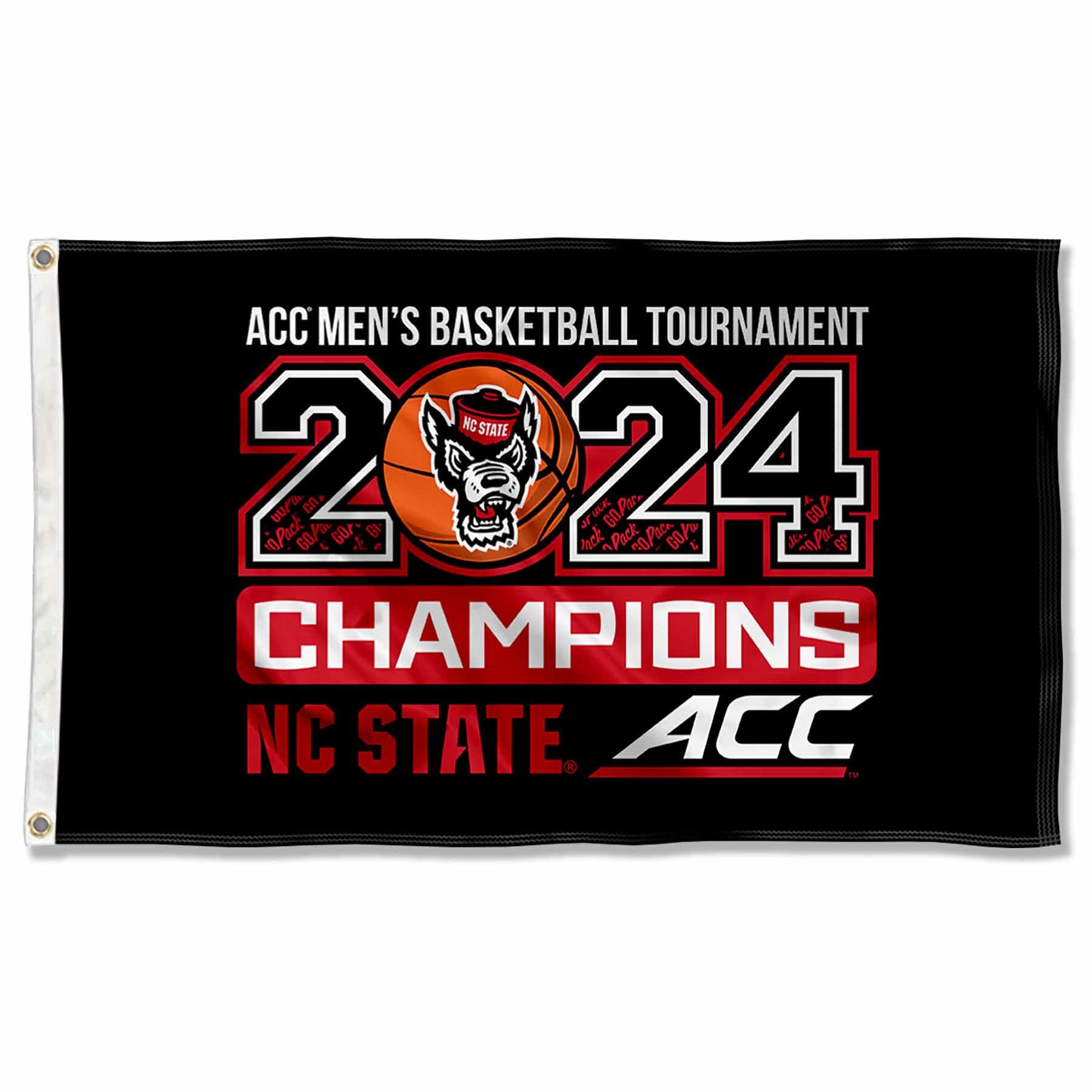 College Flags & Banners Co.North Carolina State Wolfpack 2024 Acc Basketball Tournament Champions 3x5 Grommet Flag