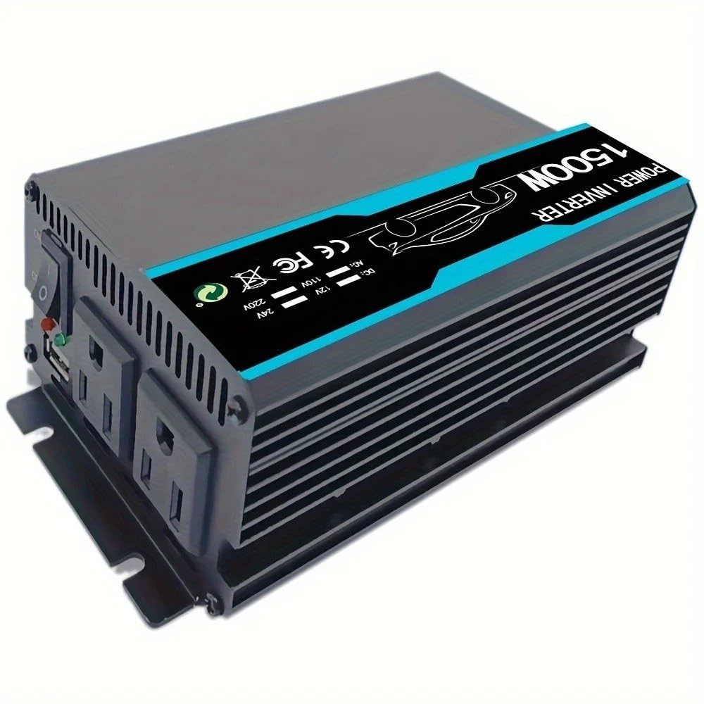 Inversor Corriente para Coche 500 W 1000 W 1500 W 2000 W CC 12 V A CA 110 V con USB para Teléfono Portátil Y Otros Dispositivos Inversor Corriente(2000W)